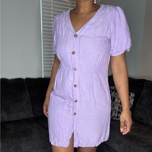 Elegant Lavender Button-Down Dress